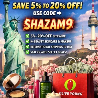 Official Olive Young Discount Code USA 2026 | Verified 5% to 20% OFF Olive Young Global Promo Code SHAZAM9