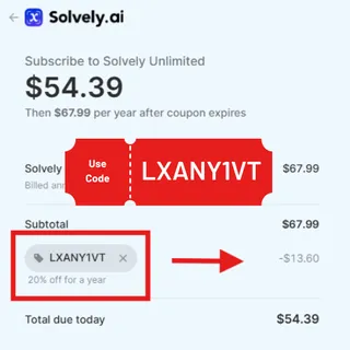 Solvely AI Discount Code LXANY1VT (2026 Active) – Get an Extra 20% OFF Premium Access