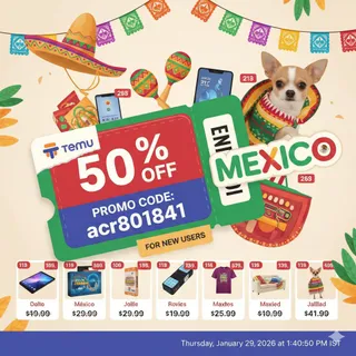 ௹✓ Mexico Temu Promo code50% off {acr801841}] For New User