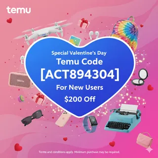 Special Valentine's Day Temu Code [[act894304]] $200 Off for New Users
