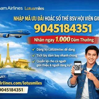Vietnam Airlines Nhập mã ưu đãi hoặc số thẻ BSV hội viên giới thiệu 9045184351